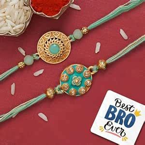 eCraftIndia Set of 2 Light Blue & Golden Designer Rakhis, Best Bro Ever ...