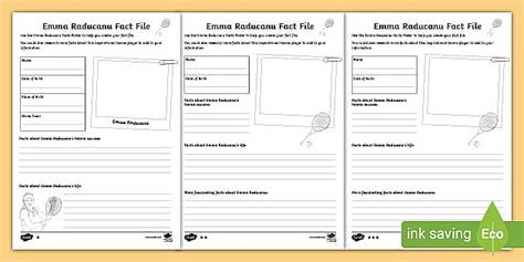 Emma Raducanu Fact File Research Activity (teacher made)