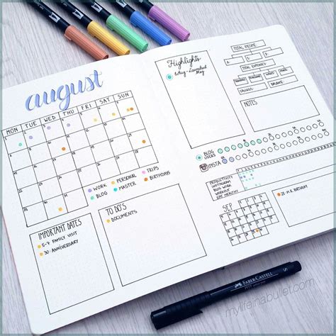 Bullet Journal Calendar Layouts