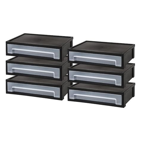 IRIS 6-Drawers Black Stackable Plastic Storage Drawer at Lowes.com
