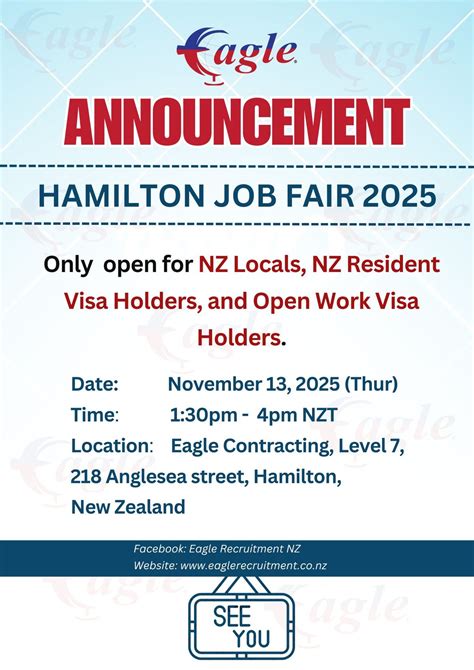 Hamilton Job Fair 2025, Eagle Contracting, Level 7, 218 Anglesea street ...