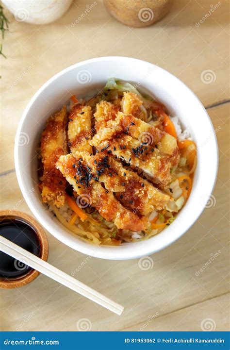 Japanese Food Chicken Katsu Don Served with Soy Sauce Stock Photo ...
