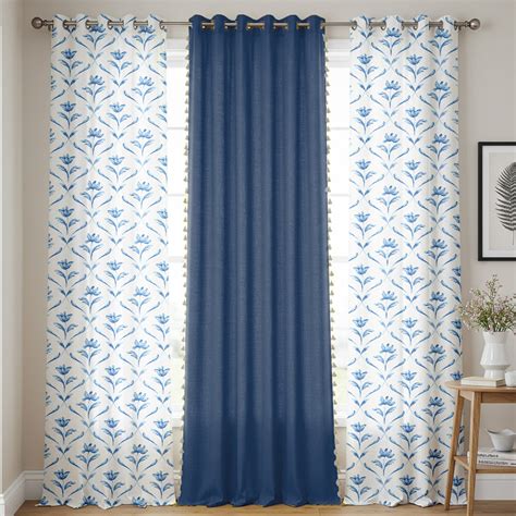 Cotton Curtains Combo, Water Lily - Blue & Aura Indigo – Urban Space ...