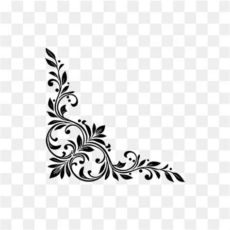 Download Black Floral Corner Design Free PNG Image