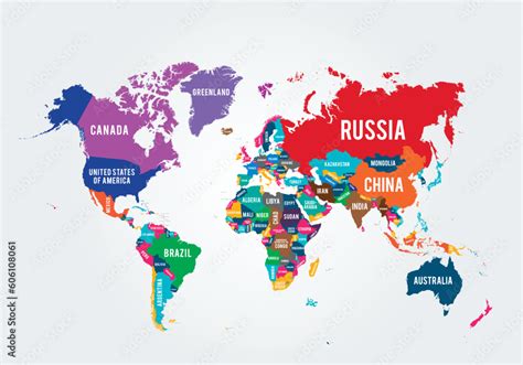 World Map with Countries Labeled 的图像结果