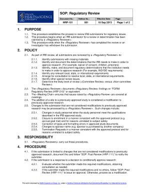 Fillable Online SOP: Regulatory Review Fax Email Print - pdfFiller