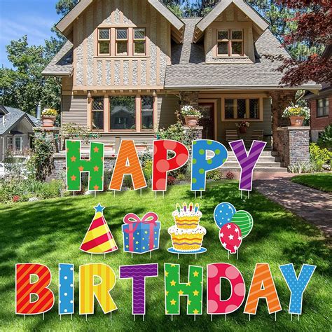 Yulejo 17 Piece Happy Birthday Yard Signs, 16 Inch India | Ubuy