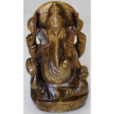 Hindu Wisdom Prosperity God Ganesha Semiprecious Gem Stone Tigers Eye ...