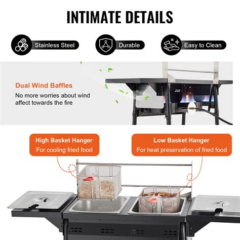 BENTISM 16 qt Double Burner Outdoor Propane Deep Fryer Steel Cooker ...