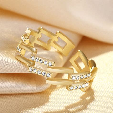 Buy Gold Plated American Diamond Studded Contemporary Korean Finger ...
