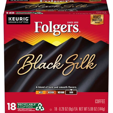 Folgers Black Silk Coffee, Dark Roast, K-Cup Pods for Keurig K-Cup ...