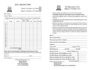 Fillable Online STALL REQUEST FORM RV Reservation Form Gallop In The ...