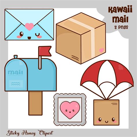Buy Mail Clipart Kawaii Mail Clipart Cute Mail Stamp Clipart Kawaii ...