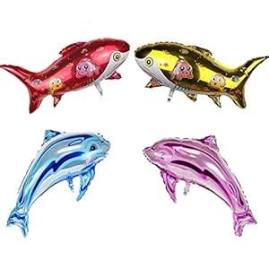 Masti Zone 4 Pcs Dolphin/Fish Shape/Shark Foil Balloons (2 Dolphin ...
