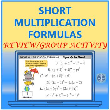 Image result for Short Multiplication Formulas