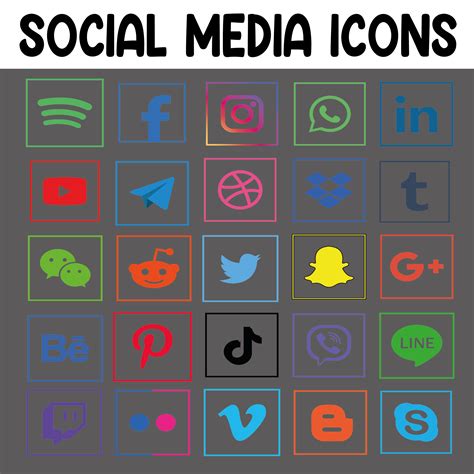Flat Square Social Media Icons