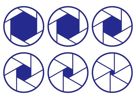 Set of camera apertures in blue colour | Free Vector