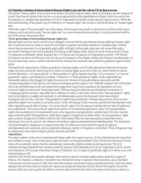 Public International Law Notes - Q1 evolution of International Human ...