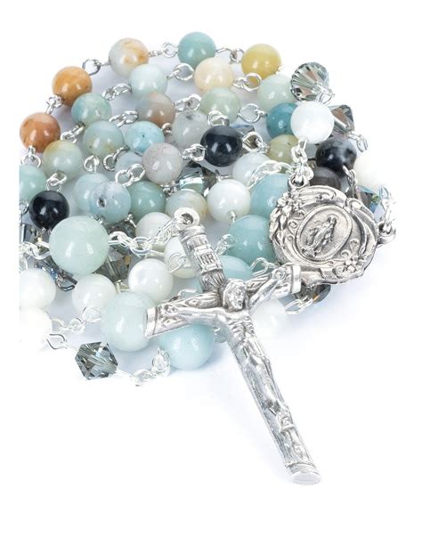 Amazzonite Crystal Mother of Pearl Rosary | Vatican Gift