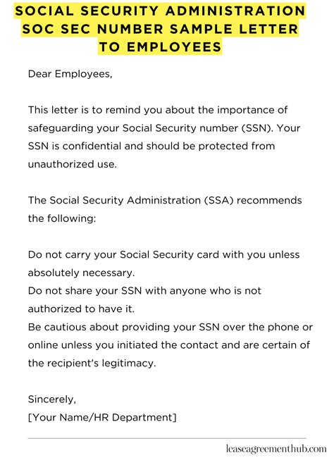 Social Security Administration Soc Sec Number Sample Letter To Employees