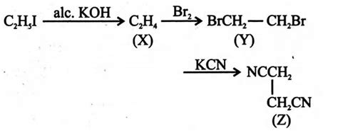 In the reaction. C 2 H 5 I stackrel text alc.KOH longrightarrow X ...