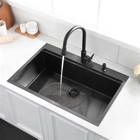 Luckyhorse 33x22 Black Drop in Workstation Kitchen Sink, India | Ubuy