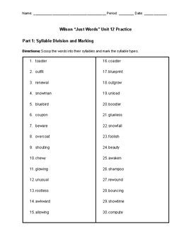Wilson "Just Words" Phonics Practice- Unit 12 by Ms. Rose Teaches Middle