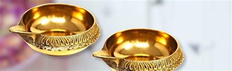 Buy Lamina Set of 2 (Small 5.8Cm) Brass Diya for puja (Golden Color ...