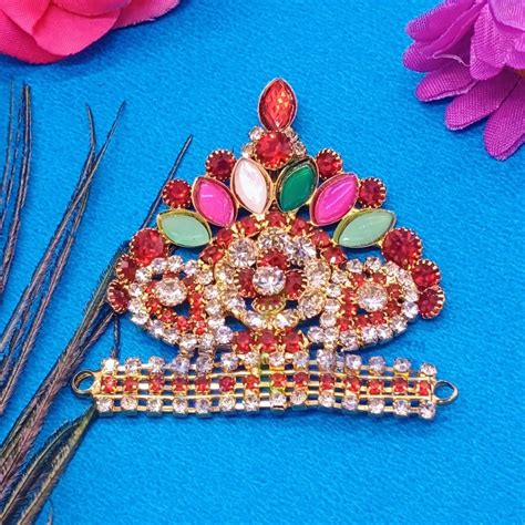 Stone and jerken decorated Mukut for Idols – MyKanha.com