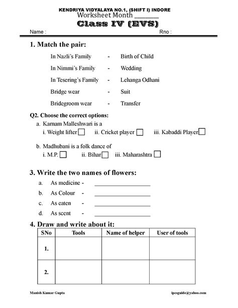 Image result for Class 4 EVS Worksheet