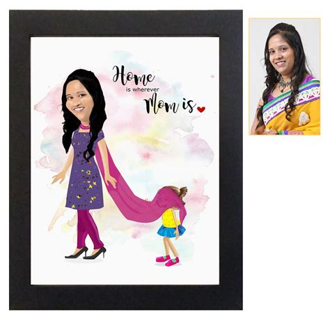 Send Cute mom caricature frame Online in India at Indiagift.in