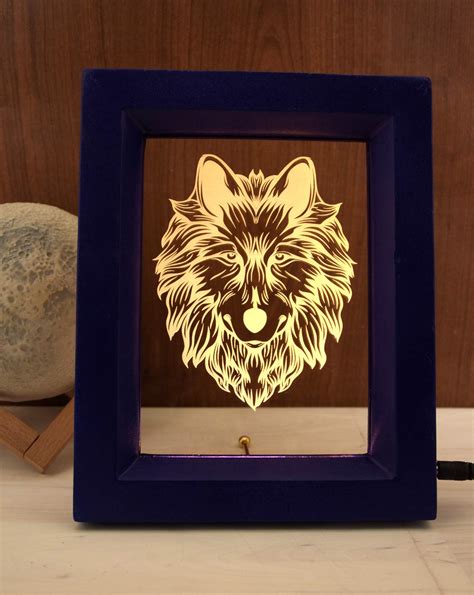 Buy Svt The Wolf 3D LED Light Wooden Frame Desk Lamp Perfect for Room ...