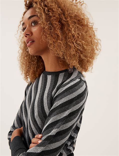 Buy Striped Sparkly Jumper at Marks & Spencer