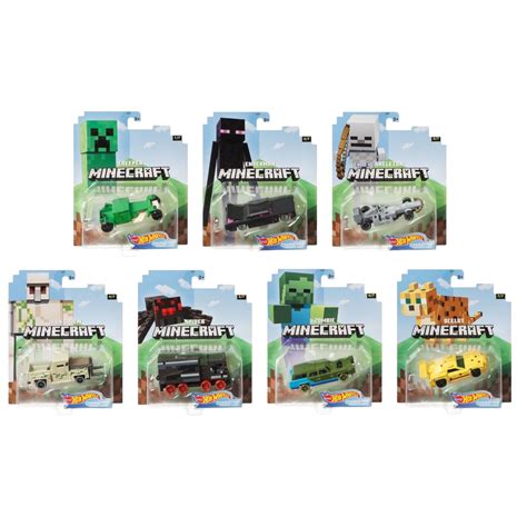 Hot Wheels 2020 1:64 Gaming Characters Cars Minecraft Complete Set of 7 ...