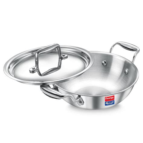 Prestige 22cm/2.1L Tri-Ply Stainless Steel Splendid Kadai with Lid|Gas ...