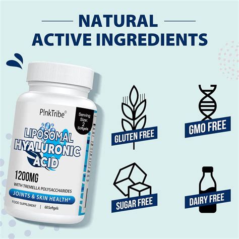 Liposomal Hyaluronic Acid Supplement - 1200mg High-Potency Bioavailable Capsules for Skin ...