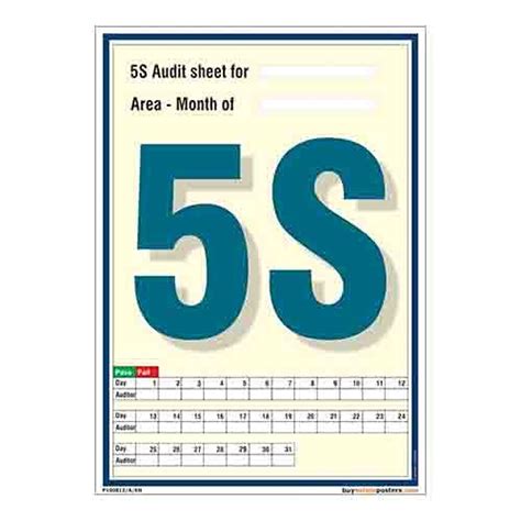 buysafetyposters.com - 5S Audit Sheet Poster In English PVC Sticker (A3 ...
