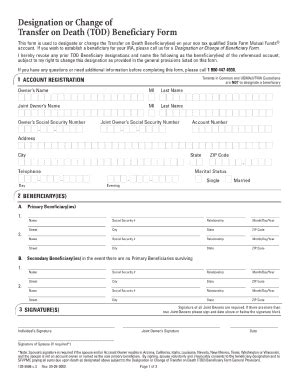 2003 Form State Farm Designation or Change of Transfer on Death (TOD ...