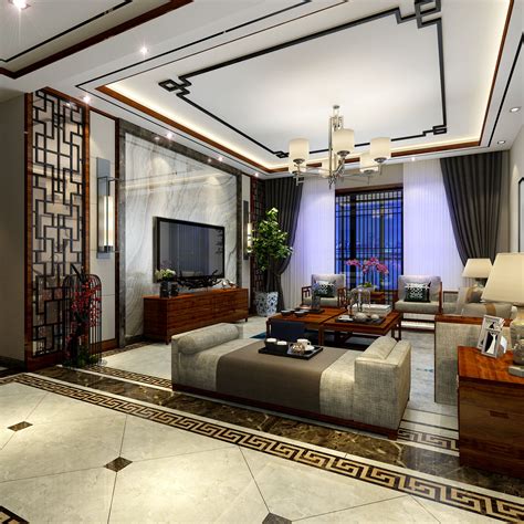 中式新古典小户型客厅屏风装修效果图- 中国风