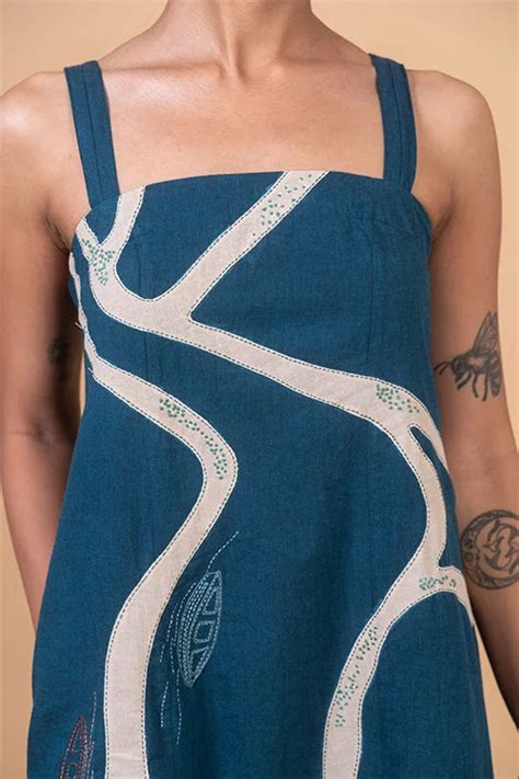 Okhai "Backwater" Hand Applique and Embroidery work Pure Cotton Dress ...
