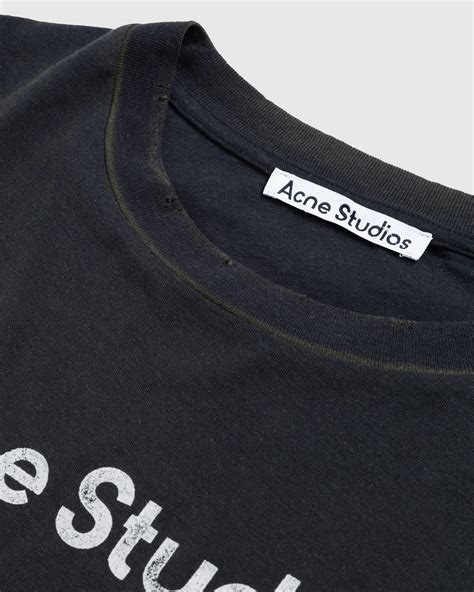 Acne Clothing Logo Acne Studios Dark Green Logo Neck T Shirt ACNE