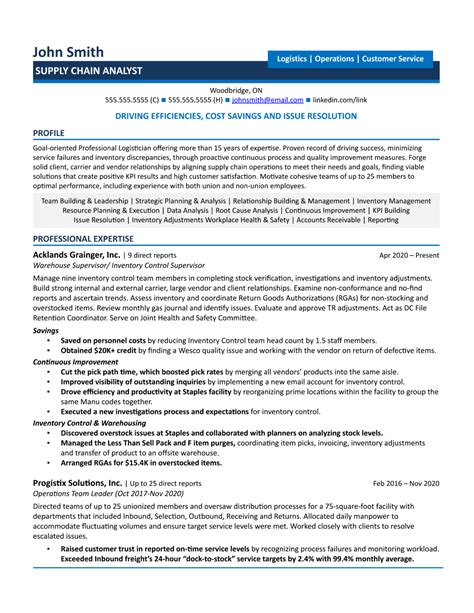 Job-Winning Supply Chain Analyst Resume Sample for 2023 [+Samples]