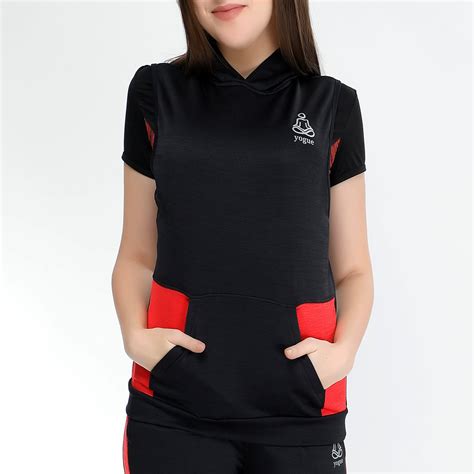 Black Red Sleeveless Hoodie - Yogue Activewear