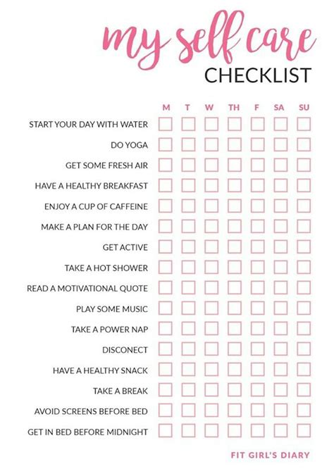10 self-care checklists to help you take better care of you