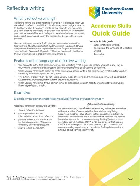 Image result for Reflective Writing Sample PDF