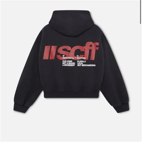 Scuffers black hoodie red writing Brand new Size M | Depop
