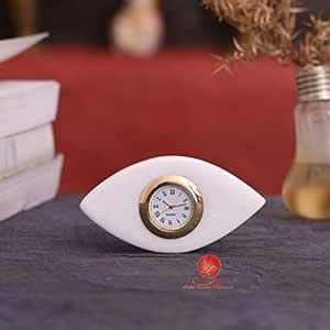 SAUDEEP INDIA Eye Shape Desk Marble Table Clock for Eye Doctors, Multi ...