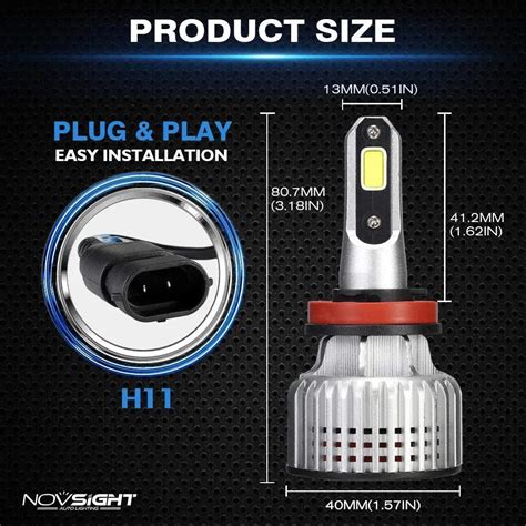 NightEye Novsight H11/H8/H9/H16(JP) led headlight kits (pack of 2)- Br ...