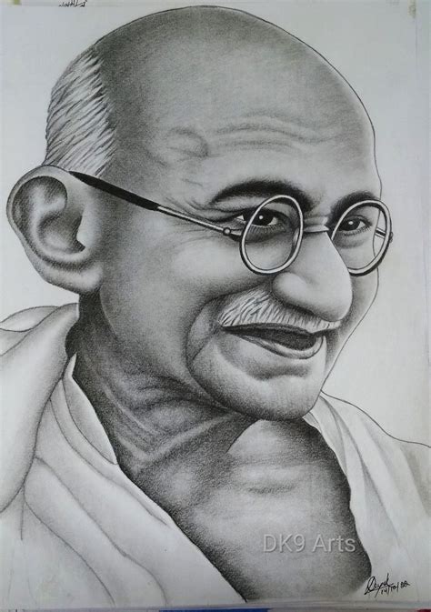 Mahatma Gandhi Pencil Sketch Drawing by DK9 Arts | Pencil drawing images, Pencil sketch portrait ...