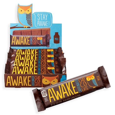 AWAKE CAFFEINATED MILK CHOCOLATE BAR 1.55 OZ 12 PER BOX - Midwest ...